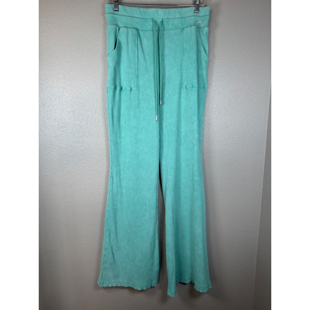 Limited Too Girls XL Mint Green Ribbed Wide Leg Flare Lounge Pants Drawstring